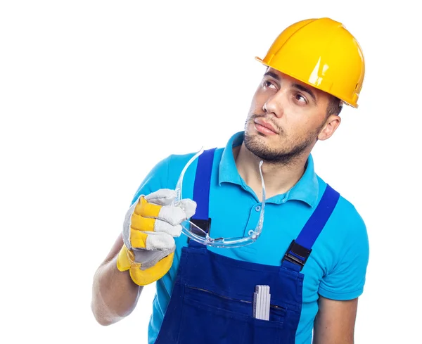 Construction Works Back Man Builder Builder Foto stock 2219154725