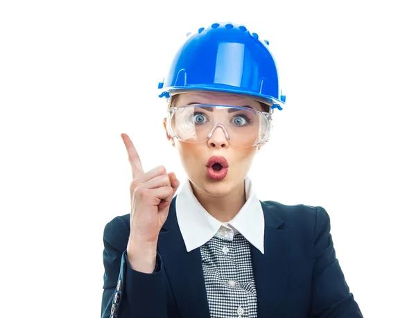 Engineer woman over white background — Stock Photo, Image