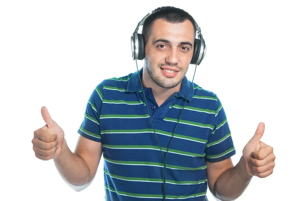 Hombre joven con auriculares — Foto de Stock