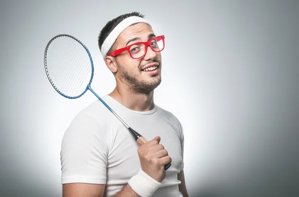 Vicces teniszező — Stock Fotó