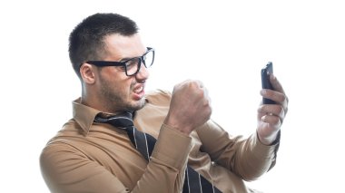 telefonda kızgın işadamı