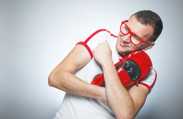 Immature man with toy — Stock Photo, Image