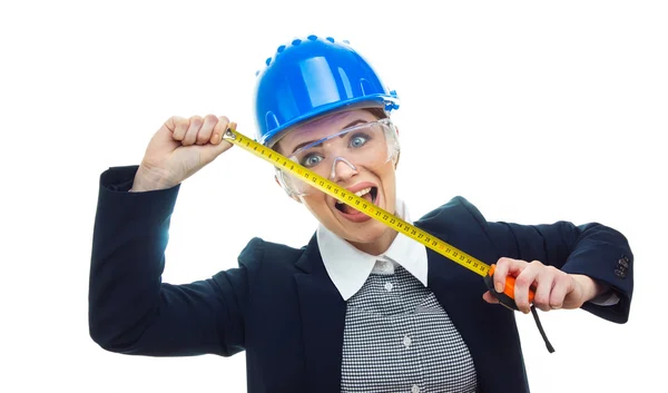 Engineer woman over white background — Stock Photo, Image