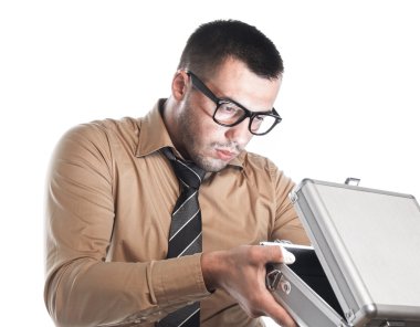 İşadamı koruyucu çantası ile birlikte