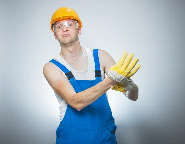 Funny young builder — Stock Photo, Image