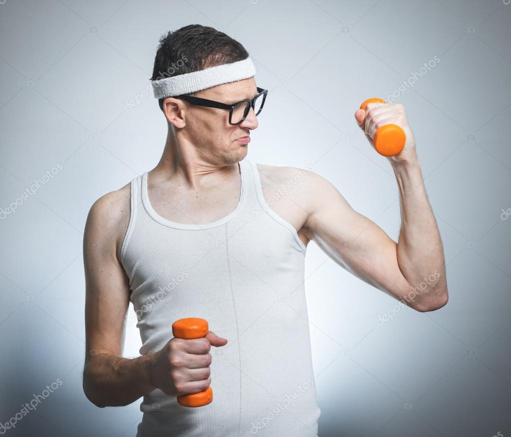 Weak Man Lifting Weights