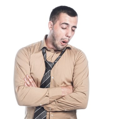 Adam Yawning, üzerinde beyaz izole