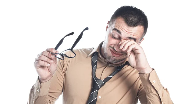 Man Yawning, isolerad på vit — Stockfoto