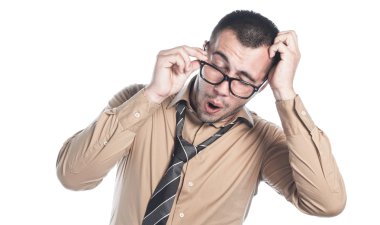 Adam Yawning, üzerinde beyaz izole