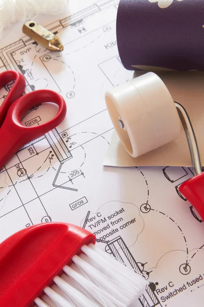 Sélection de papier peint Outils suspendus sur les plans de la maison — Photo