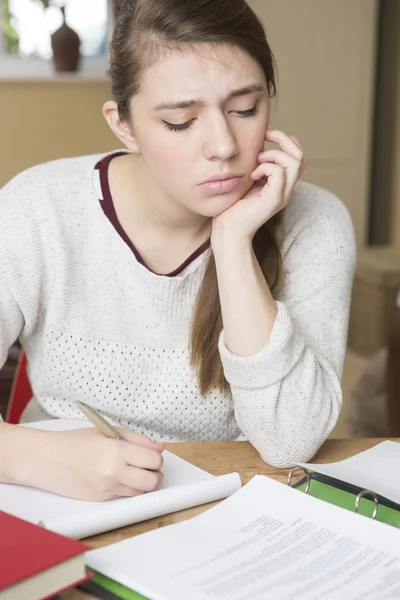 Teenage Girl Struggling With Homework Stock Picture