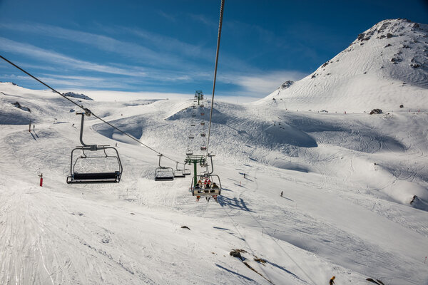 Chairlift in winter resort from Formigal.