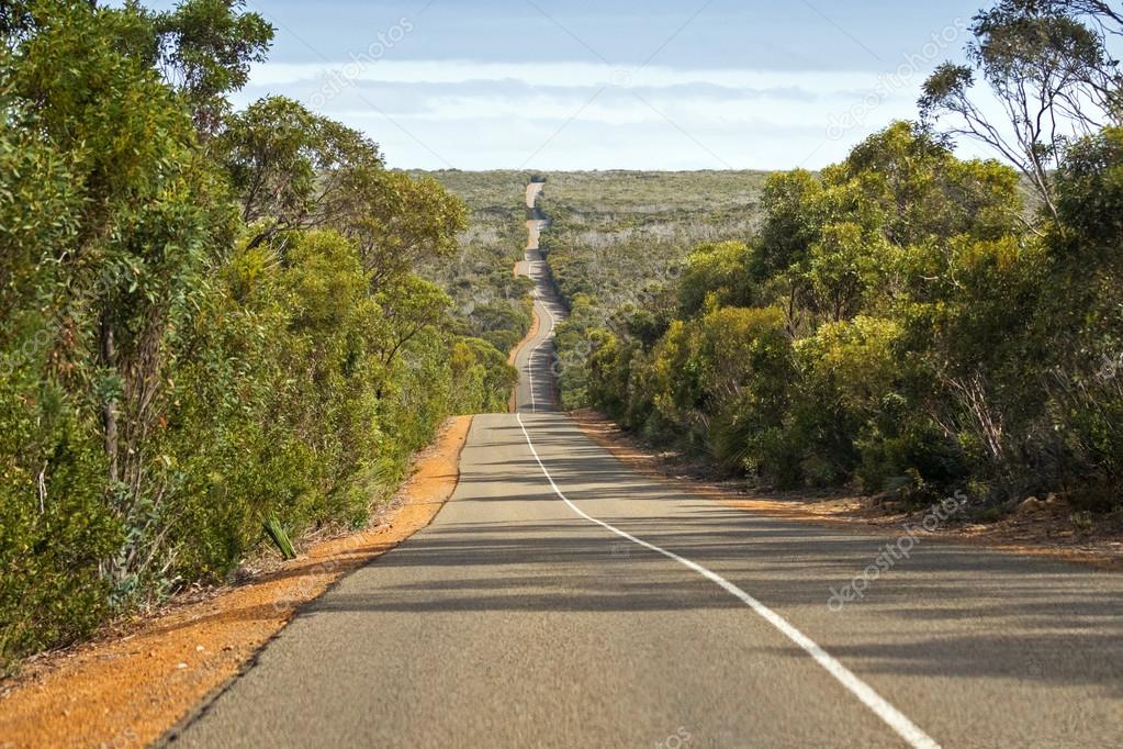 Windy wavy roadway, Cape du Couedic road on Kangaroo Island, South