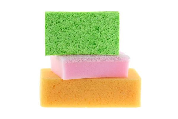 Cellulose sponge, dish washing sponge with scrub and multi purpose sponge — Stock Photo, Image