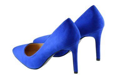 Mavi yüksek topuklar üzerinde beyaz izole