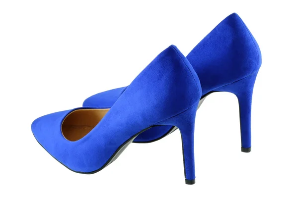 Blue high heels isolated on white Stock Picture