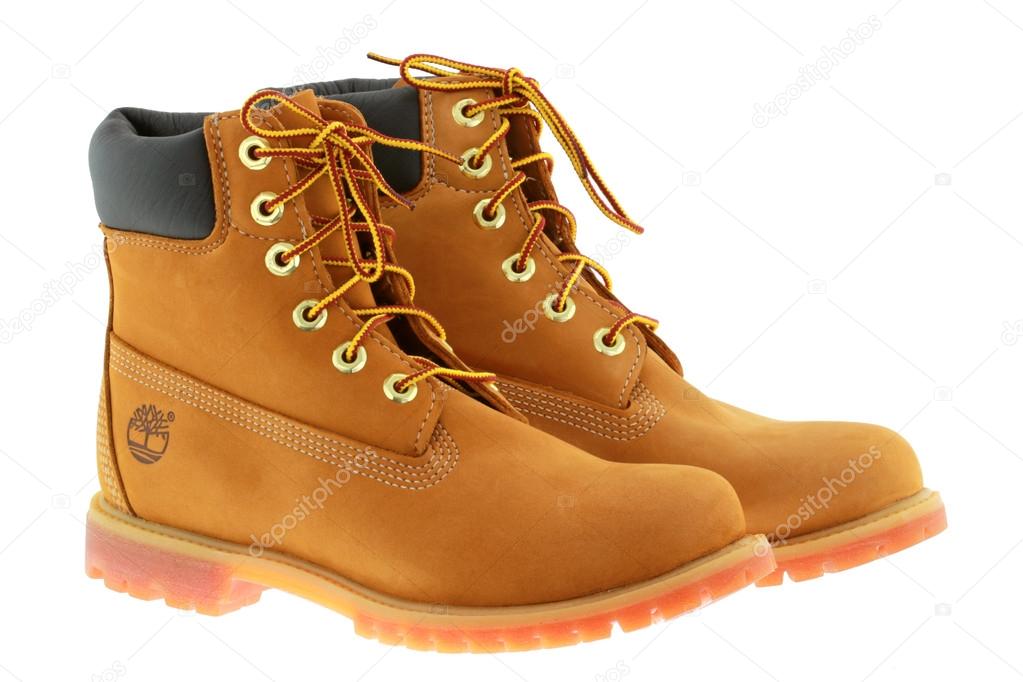 A pair of Timberland 6-Inch premium waterproof boots for women in Bangkok, Thailand. Timberland is a brand of an American manufacturer that focuses on outdoor wear.