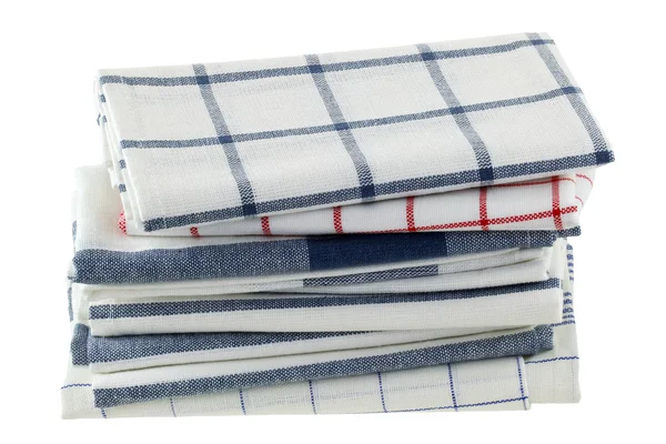 Skládané ručníky pro kuchyň v různých vzorů — Stock fotografie