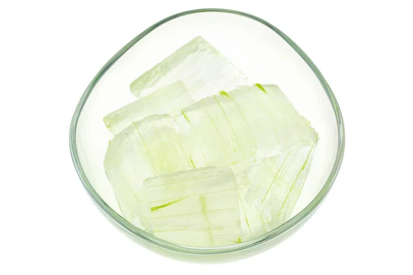 Aloe vera plant, peeled and cut into pieces — Stock Photo, Image