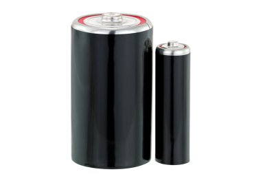 Siyah kuru hücre D ve Aa pil siyah renkli