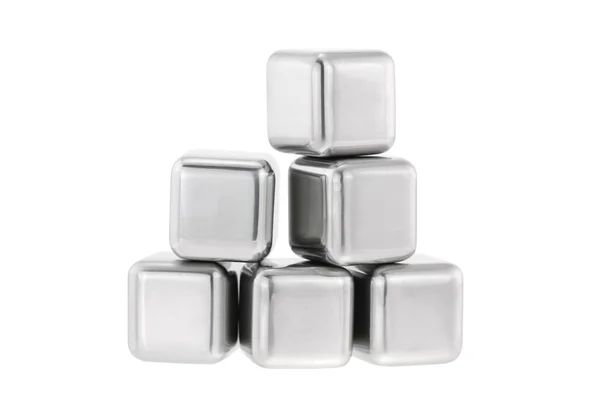 Reusable and non diluting stainless steel chilling fake ice cube — Stock Photo, Image