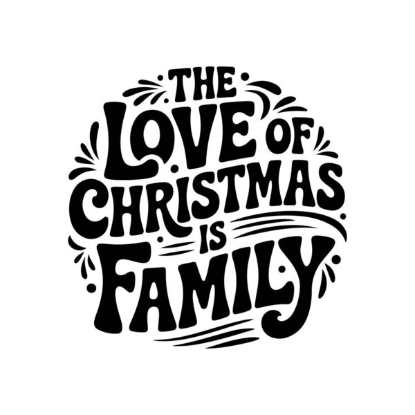Любовь к Рождеству - это семья. Векторный дизайн изолирован на белом фоне