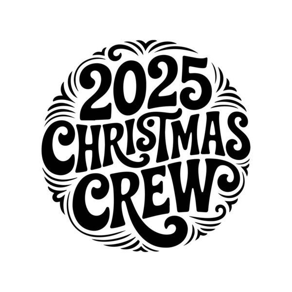 2025 год, рождественская команда. Векторный дизайн изолирован на белом фоне