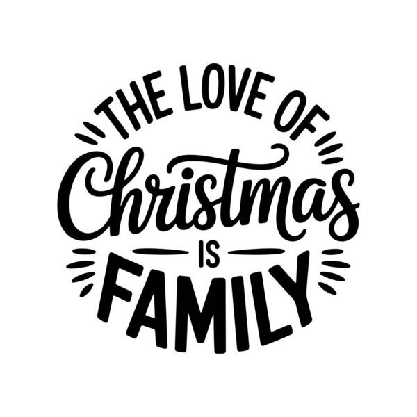 Любовь к Рождеству - это семья. Векторный дизайн изолирован на белом фоне
