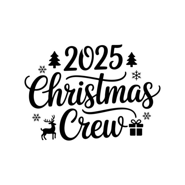 2025 год, рождественская команда. Векторный дизайн изолирован на белом фоне