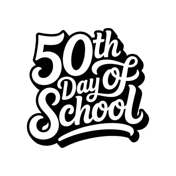 50-й день школы. Векторный дизайн изолирован на белом фоне