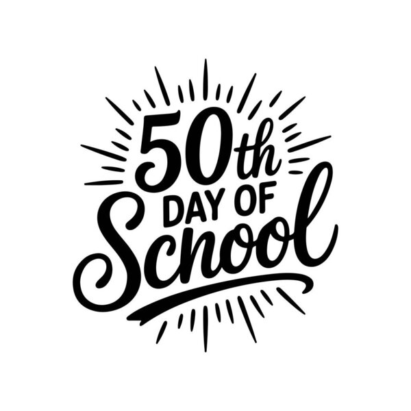 50-й день школы. Векторный дизайн изолирован на белом фоне