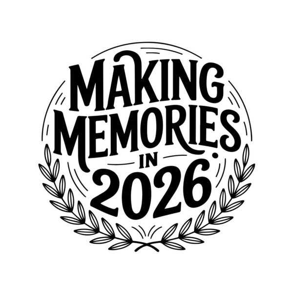 Воспоминания в 2026 году. Новый 2026 год. Векторный дизайн изолирован на белом фоне