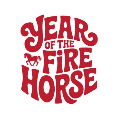 Ateş Atı Yılı. Çin Yeni Yıl Vektör Tasarımı Beyaz Arkaplanda İzole Edildi