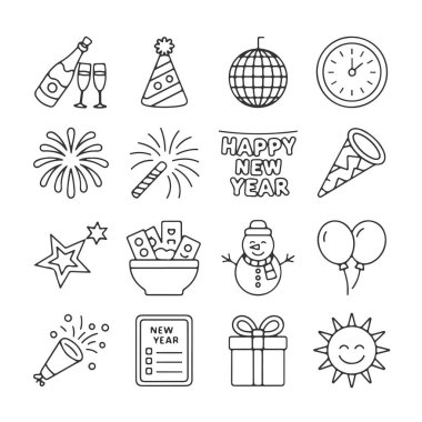 Yeni yıl ikonu. Vektör Tasarım Paketi Beyaz Arkaplanda izole edildi. Grunge Pullu Vektör İllüstrasyonu.