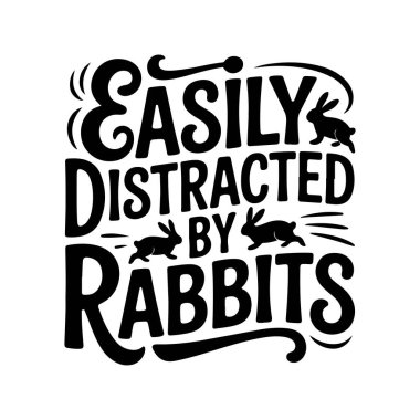 Tavşanlar kolaylıkla dikkatini dağıtır. Beyaz Arkaplanda Vektör Tasarımı İzole Edildi