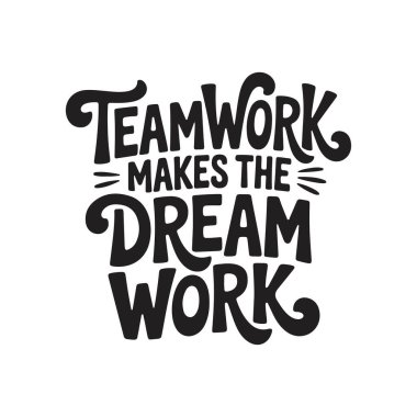 Takım çalışması rüyayı gerçekleştirir. Beyaz Arkaplanda Vektör Tasarımı İzole Edildi