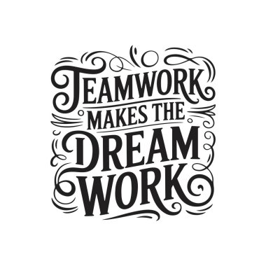 Takım çalışması rüyayı gerçekleştirir. Beyaz Arkaplanda Vektör Tasarımı İzole Edildi