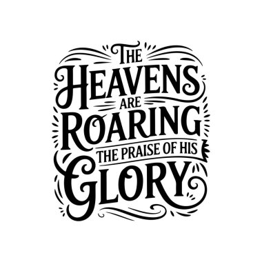 Gökler O 'nun şanını överek kükrüyor. Beyaz Arkaplanda Vektör Tasarımı İzole Edildi