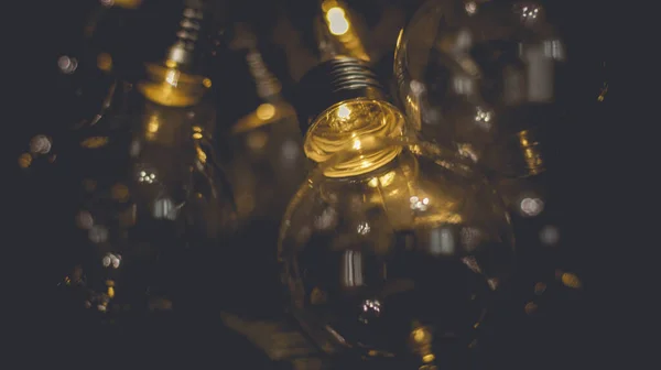 Elektrik çelenkleri karanlıkta bir ampul şeklinde parlıyor.