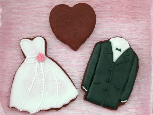 Cookies Figures Bride Fiance Heart — Stock Photo, Image