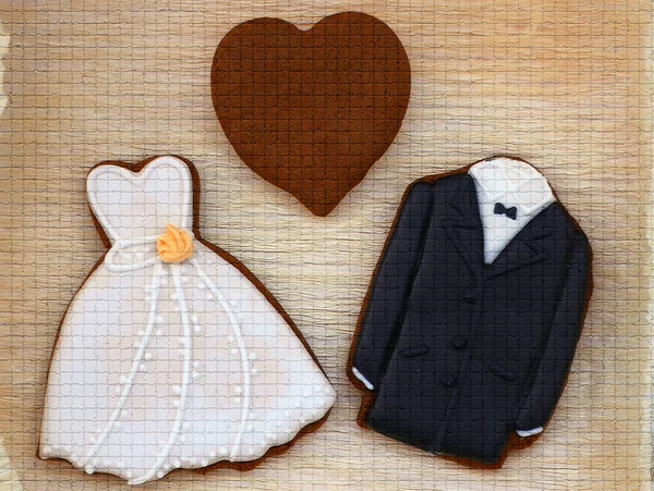 Wedding Dress Suit Heart Figures — Stock Photo, Image