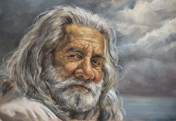 Painting of a man with a white beard