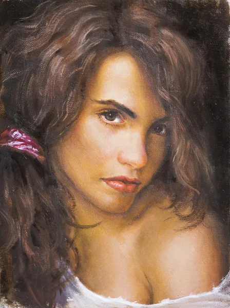Festmény, egy fiatal nő — Stock Fotó