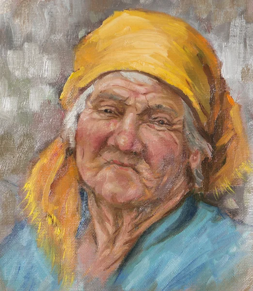 石油肖像制成的一位老妇 — 图库照片
