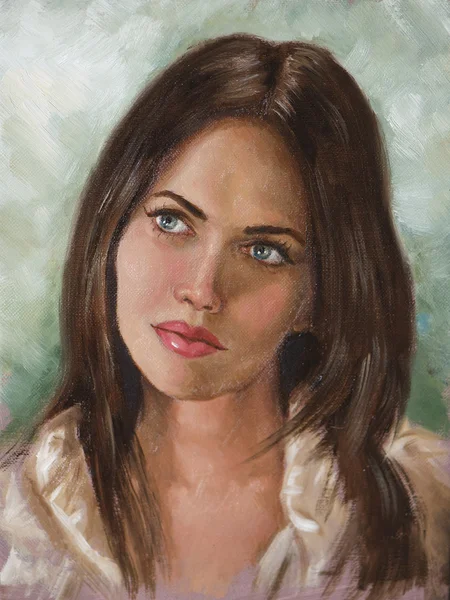 Oil painting on canvas of a young woman — Stock Photo, Image