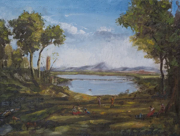 Oil on canvas of a rural landscape — Stock Photo, Image