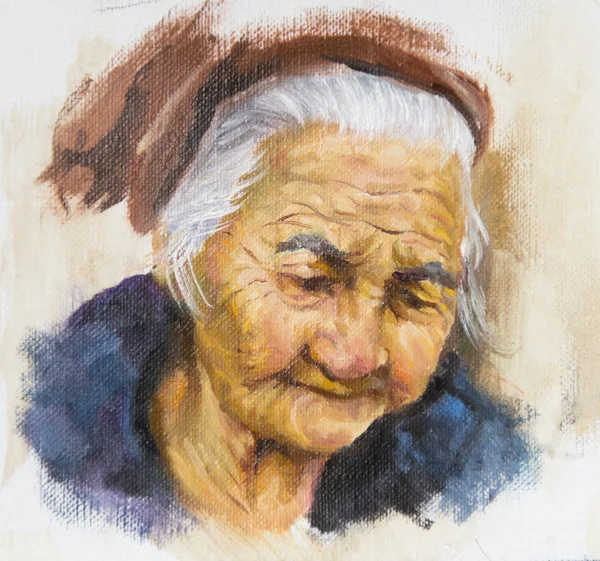 Oil painting of an old woman — Stock Photo, Image