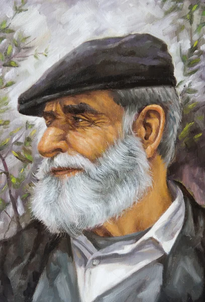 Obraz olejny staruszek z brodą Obrazy Stockowe bez tantiem