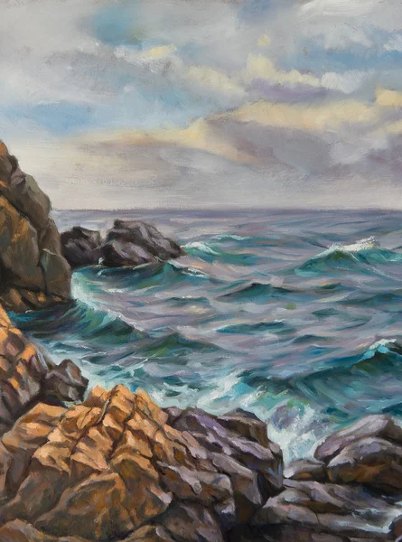 海の風景を描いた油彩画 — ストック写真