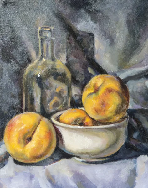 Pittura ad olio su tela di una composizione di frutta — Foto Stock